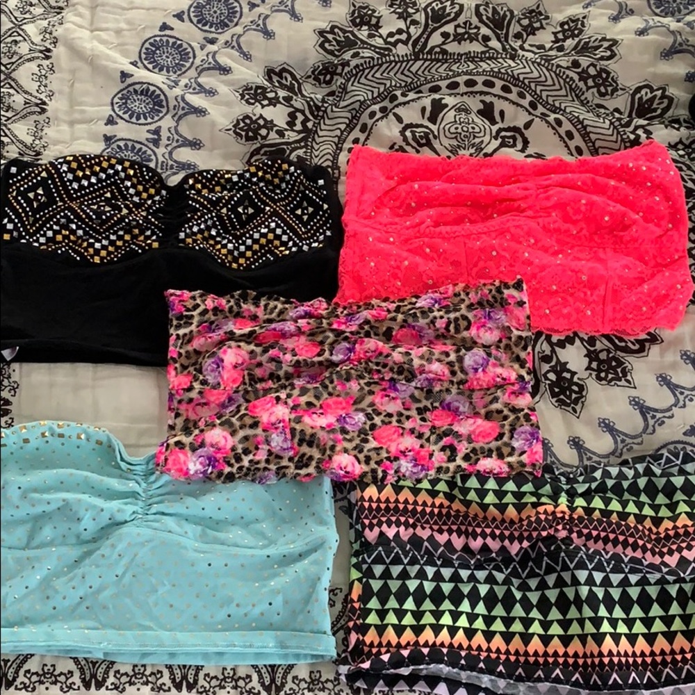 Set of 5 VS pink bandeau crops